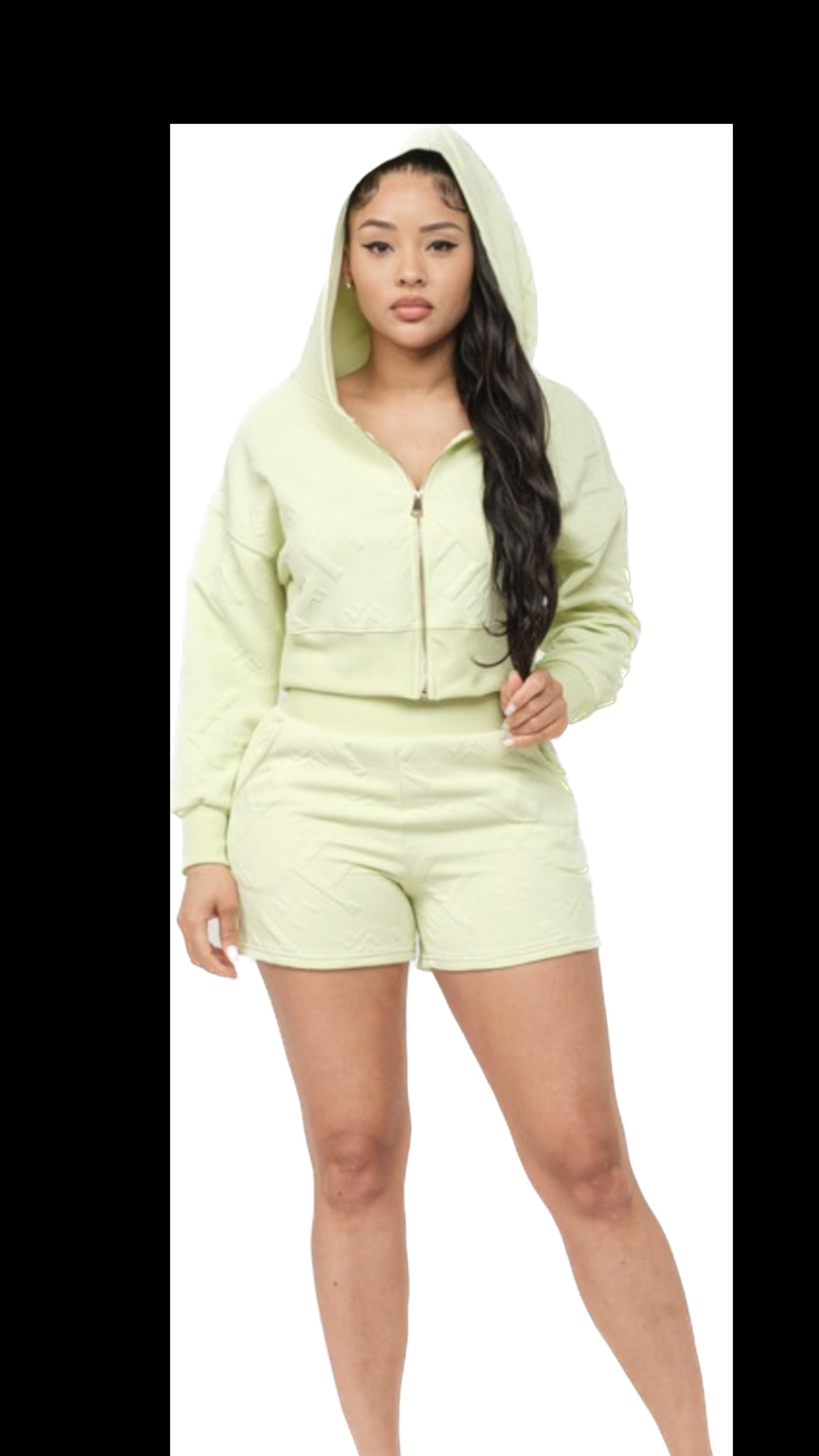 Boswell Fashion zipper front Hoodie top and short set