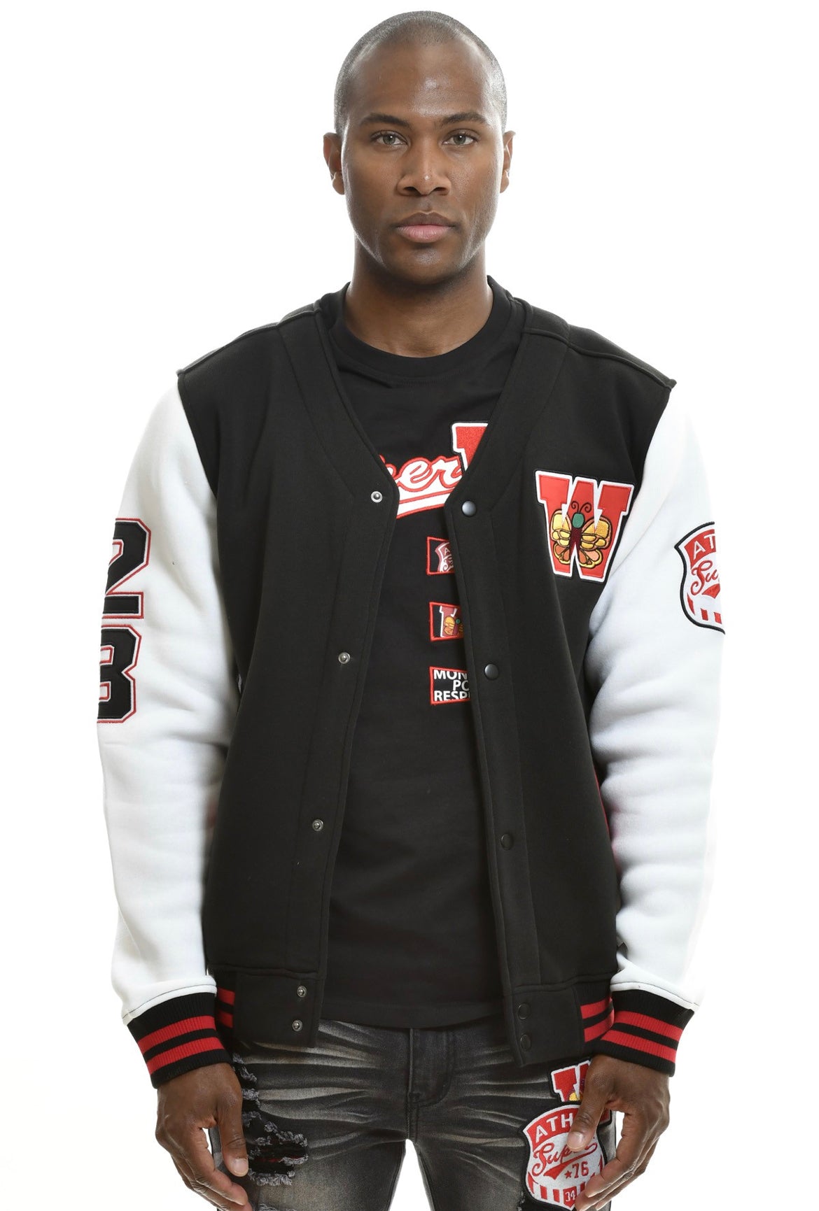 Switch Remarkable (varsity tee w/embroidery patches)