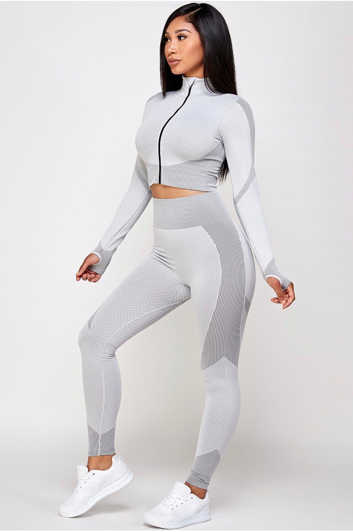 J.R.B. Collection (ADULT PREMIUM SEAMLESS ACTIVE CROP TOP JACKET WITH LEGGING SET)