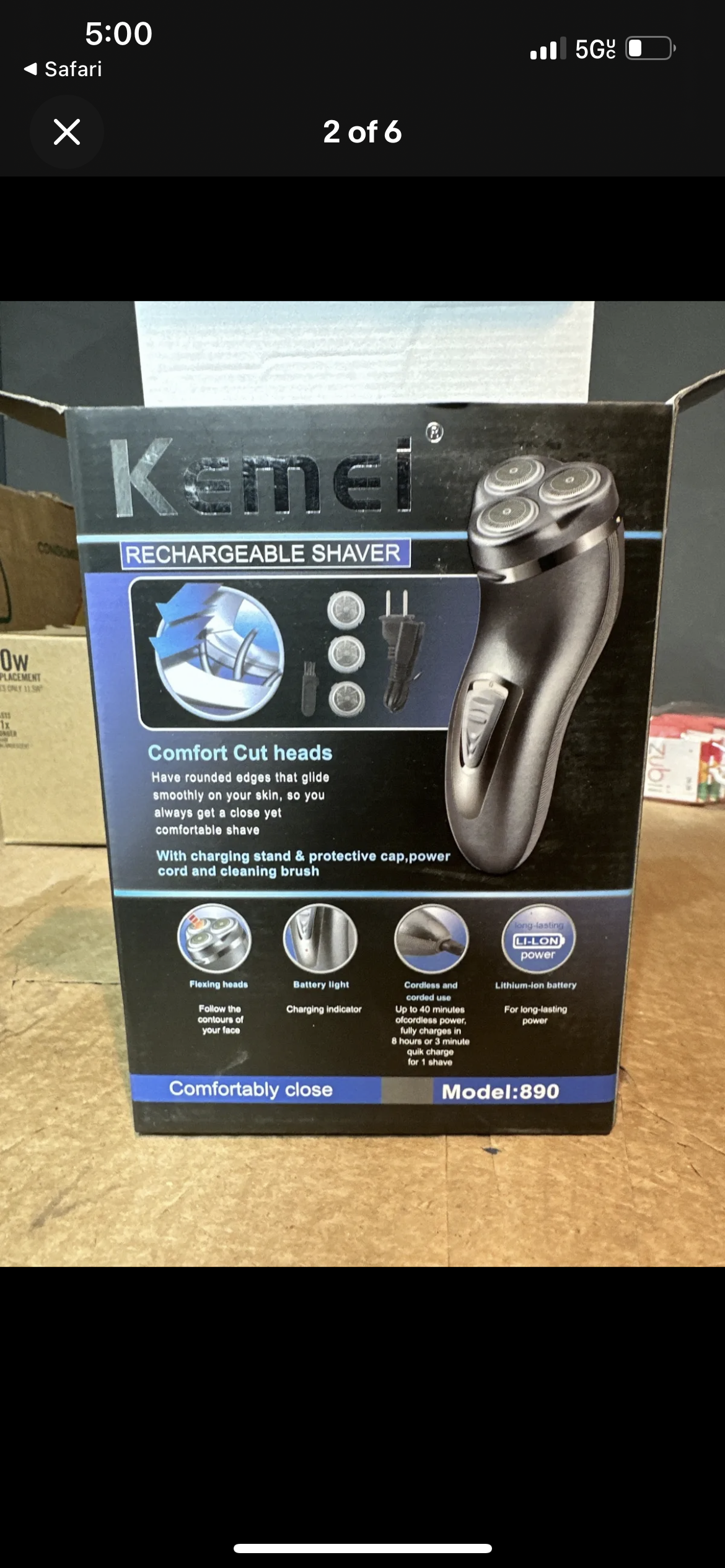 Kemei Rechargeable Electric Shaver w/3D Floating Head, KM-890