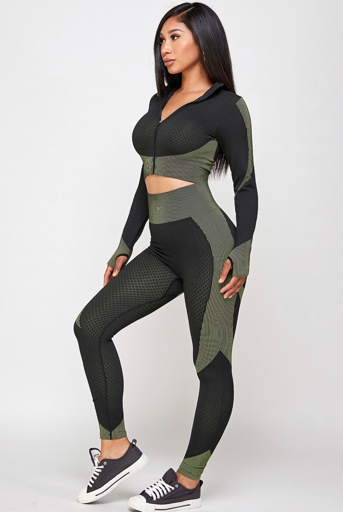 J.R.B Collection (ADULT PREMIUM SEAMLESS ACTIVE CROP TOP JACKET WITH LEGGING SET)