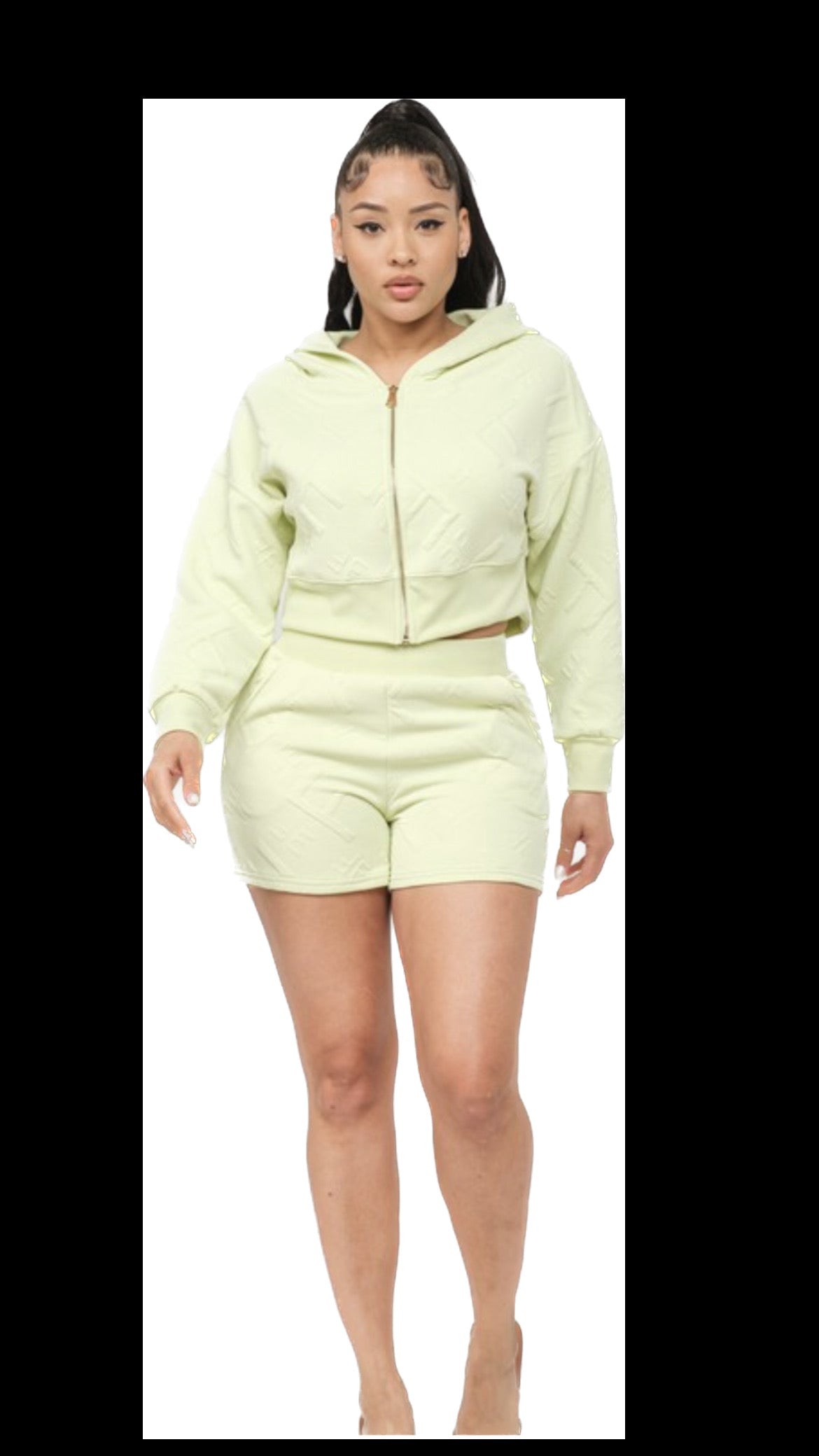 Boswell Fashion zipper front Hoodie top and short set