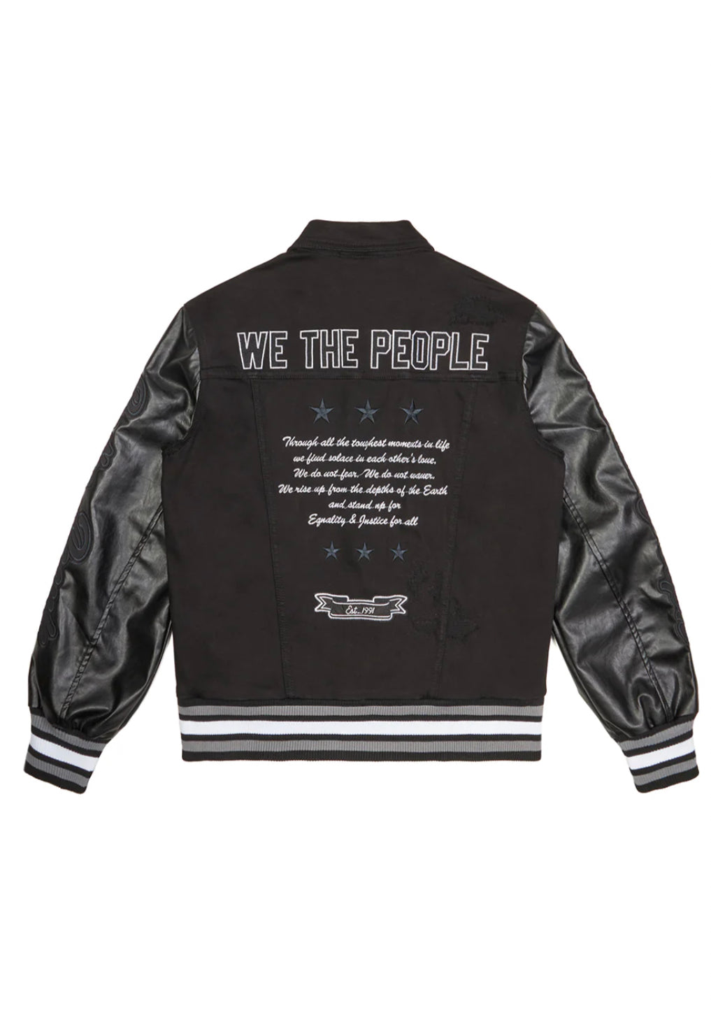 Smoke Rise (Varsity Vegan Leather & Denim Varsity Jacket)