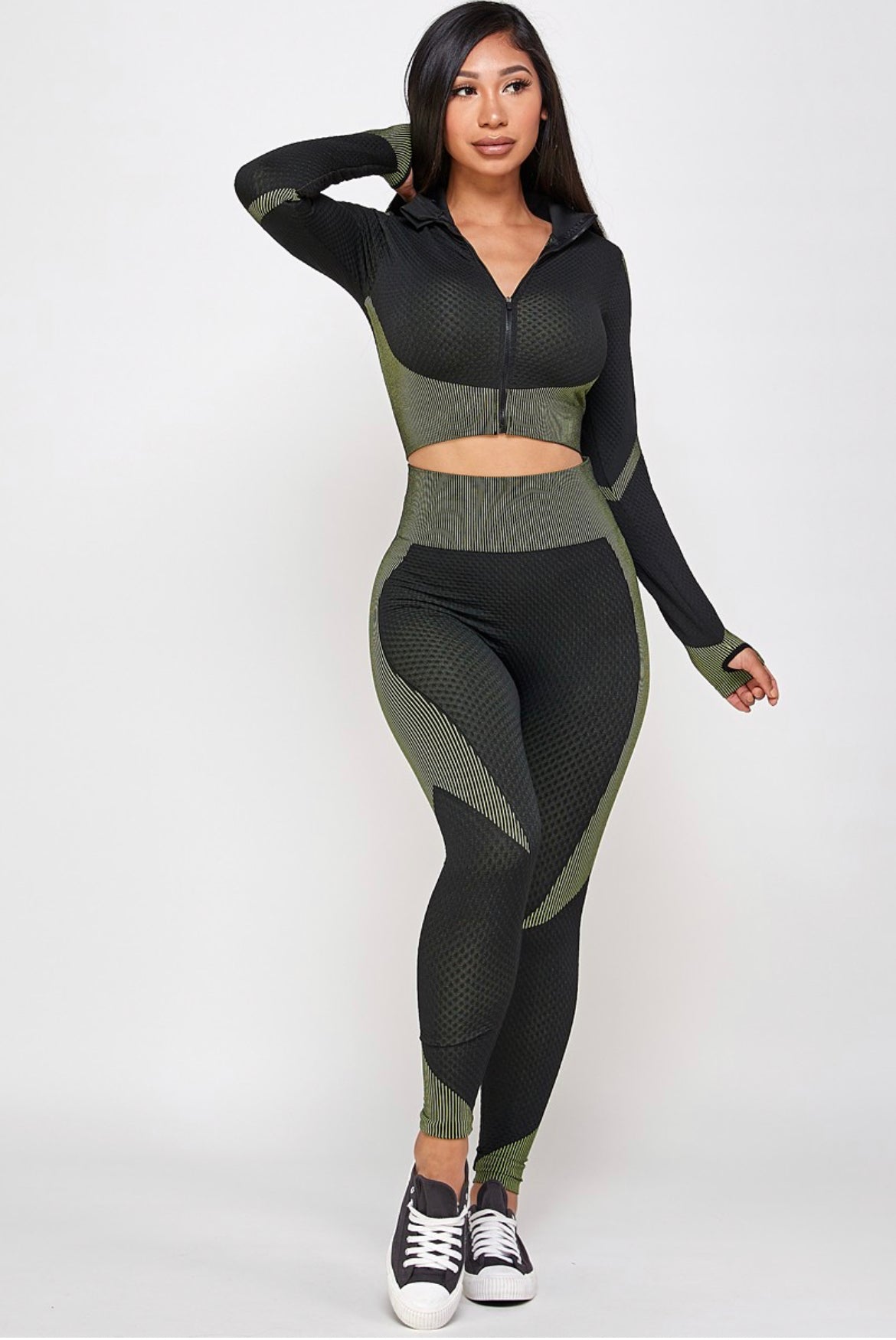 J.R.B Collection (ADULT PREMIUM SEAMLESS ACTIVE CROP TOP JACKET WITH LEGGING SET)