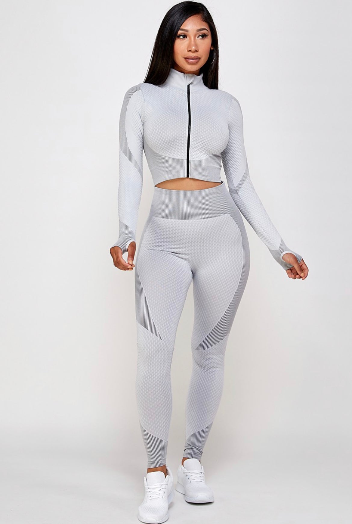 J.R.B. Collection (ADULT PREMIUM SEAMLESS ACTIVE CROP TOP JACKET WITH LEGGING SET)