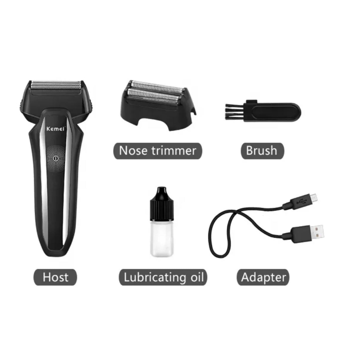 Kemei Mens Rechargeable Shaver with Two Blades Face Beard Sideburns Mustache KM-2025