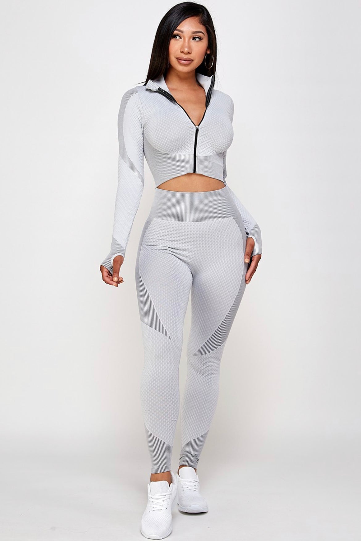 J.R.B. Collection (ADULT PREMIUM SEAMLESS ACTIVE CROP TOP JACKET WITH LEGGING SET)